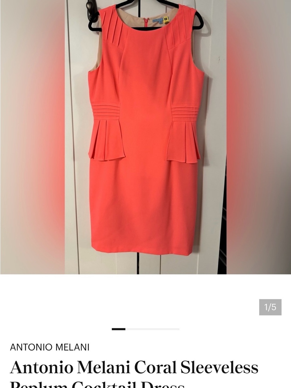 Antonio Melani Coral Sleeveless Peplum Cocktail Dress